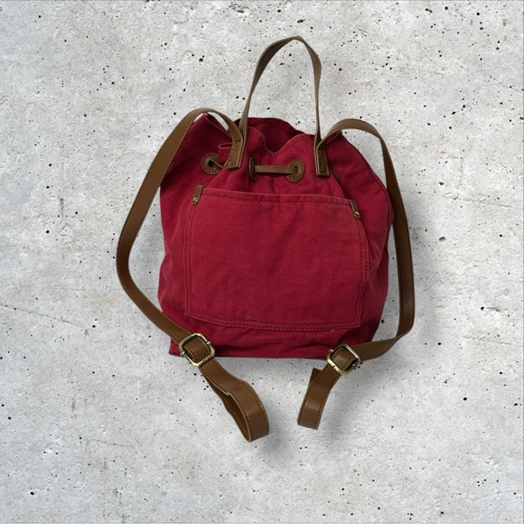 Seven Days Lifestyle & Dreams Red Fabric Drawstring Backpack Pockets - Picture 3 of 11